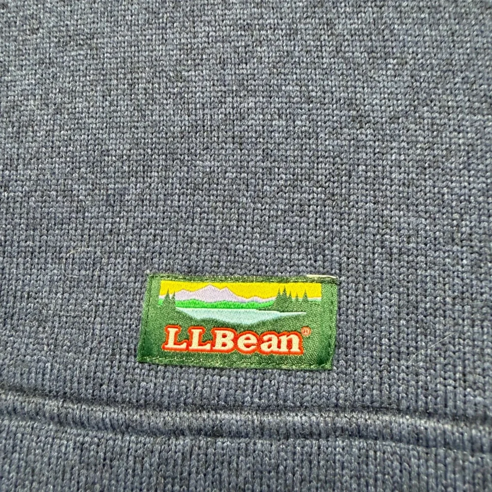 LL‎ Bean Mens XL Sweater Fleece Pullover Blue Snap Mock Neck 298050 Regular Fit